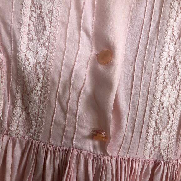 Vintage 1950s Pink Lace Peter Pan Collar Dress Handmade XS/S Praire Cottagecore - Picture 10 of 13